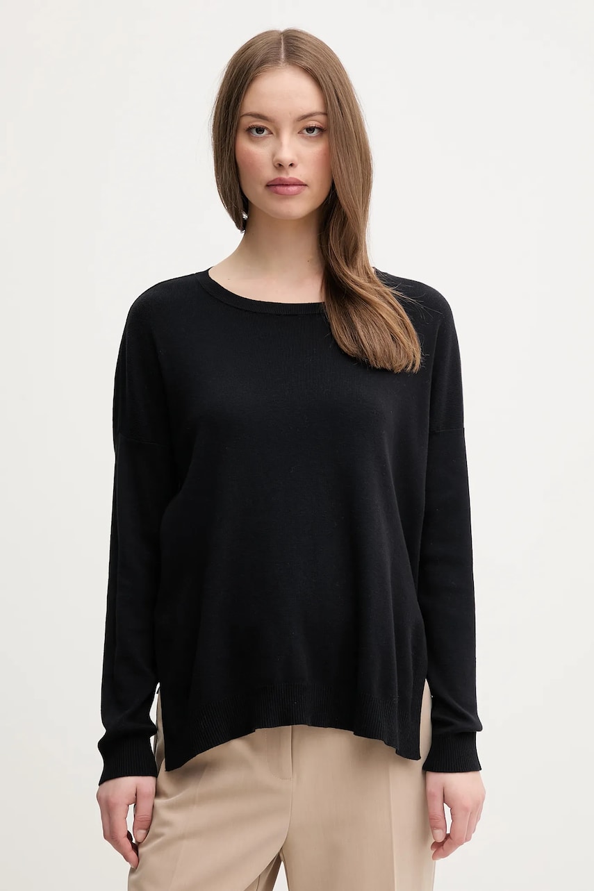 United Colors of Benetton pulover de bumbac femei, culoarea negru, light, 1091D10D7