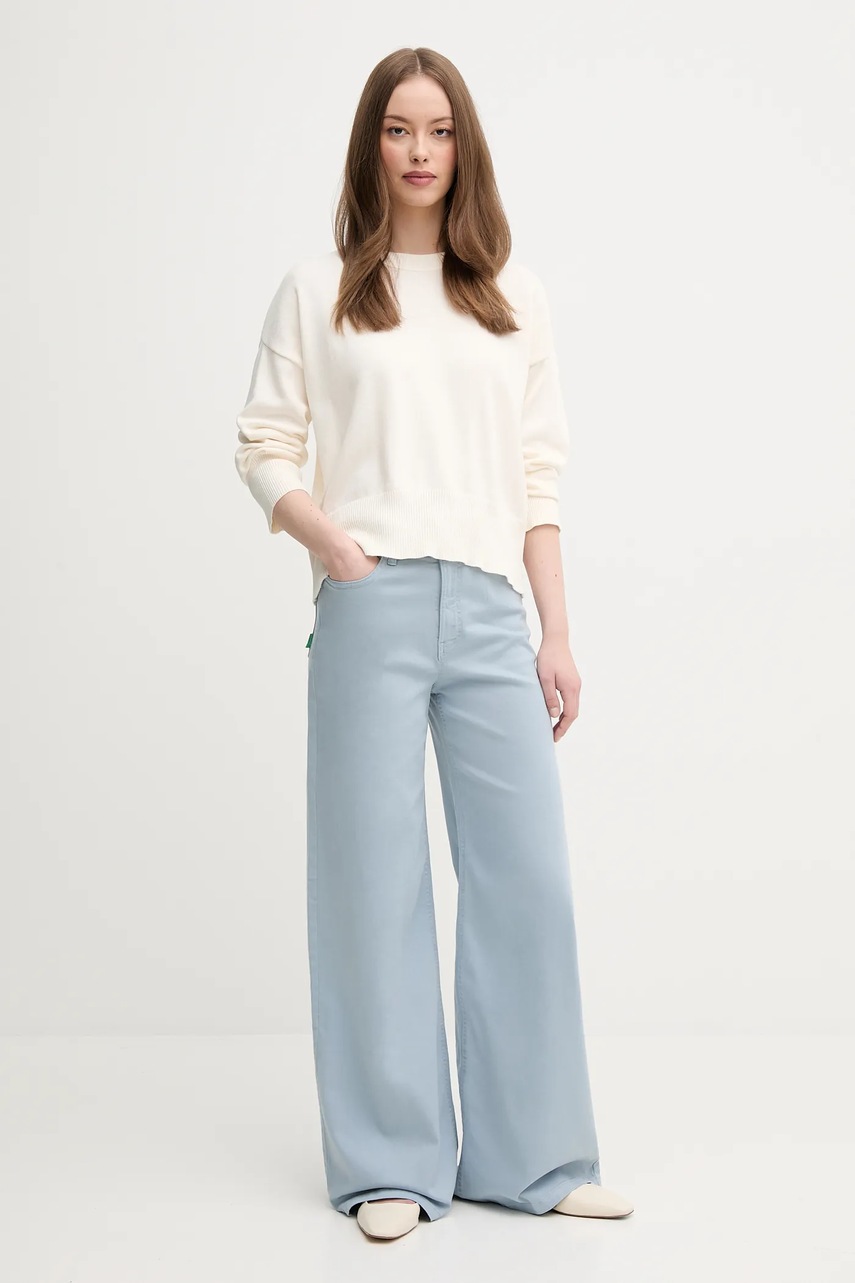 Хлопковый свитер United Colors of Benetton цвет бежевый лёгкое 1294D10DP