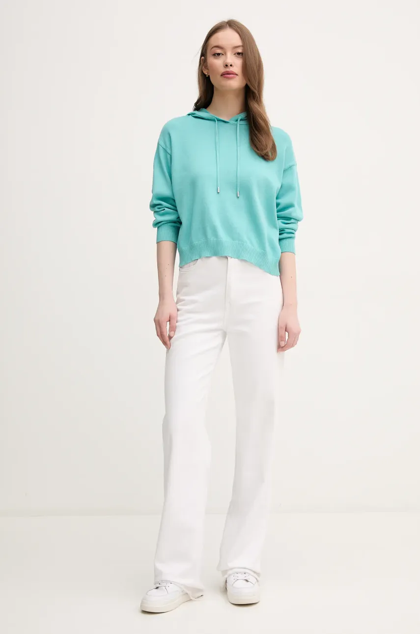 Хлопковый свитер United Colors of Benetton женская цвет бирюзовый лёгкое 1294D203T Хлопковый свитер United Colors of Benetton женская цвет бирюзовый лёгкое 1294D203T
