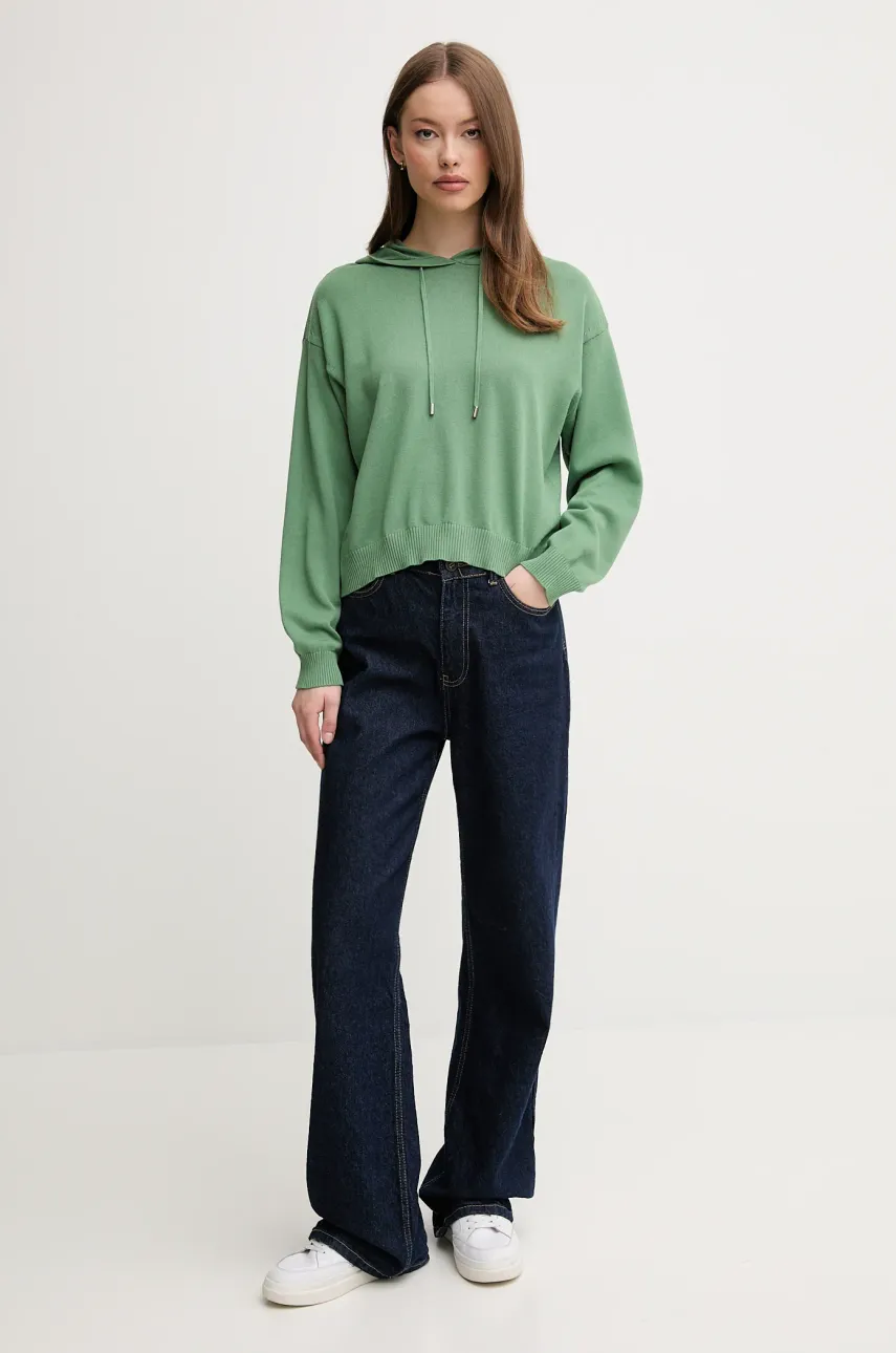 Хлопковый свитер United Colors of Benetton женская цвет зелёный лёгкое 1294D203T Хлопковый свитер United Colors of Benetton женская цвет зелёный лёгкое 1294D203T