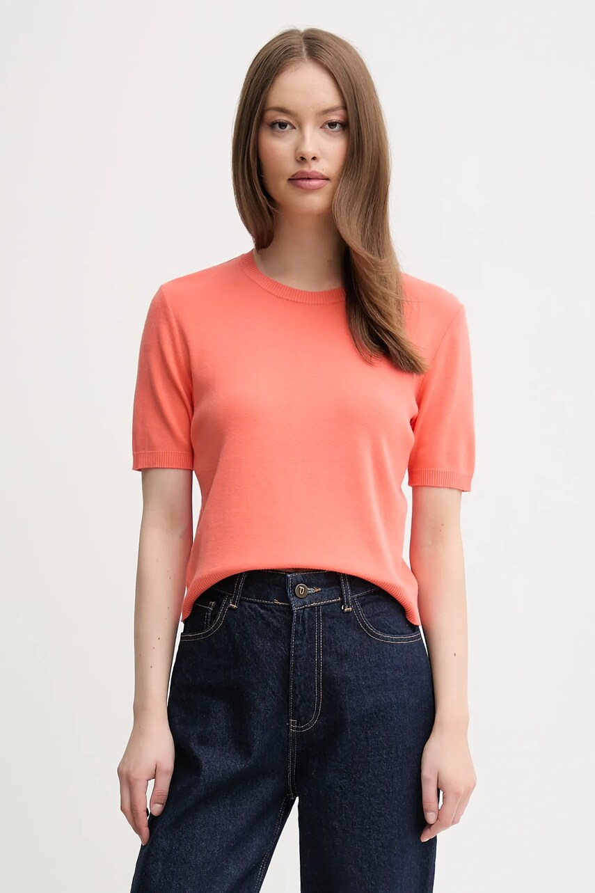 United Colors of Benetton pulover de bumbac culoarea portocaliu, light, cu turtleneck, 1091D10D5