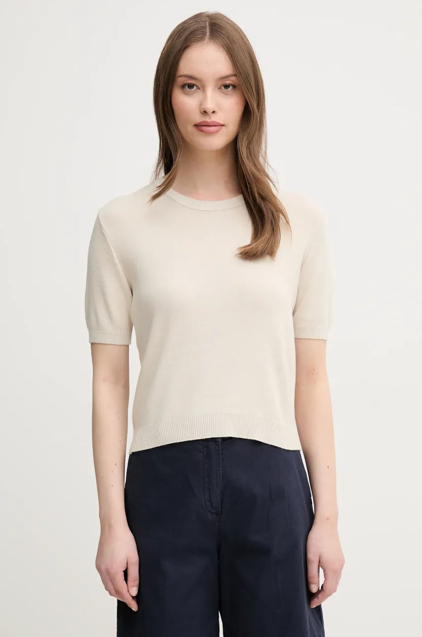 United Colors of Benetton pulover de bumbac culoarea bej, light, cu turtleneck, 1091D10D5