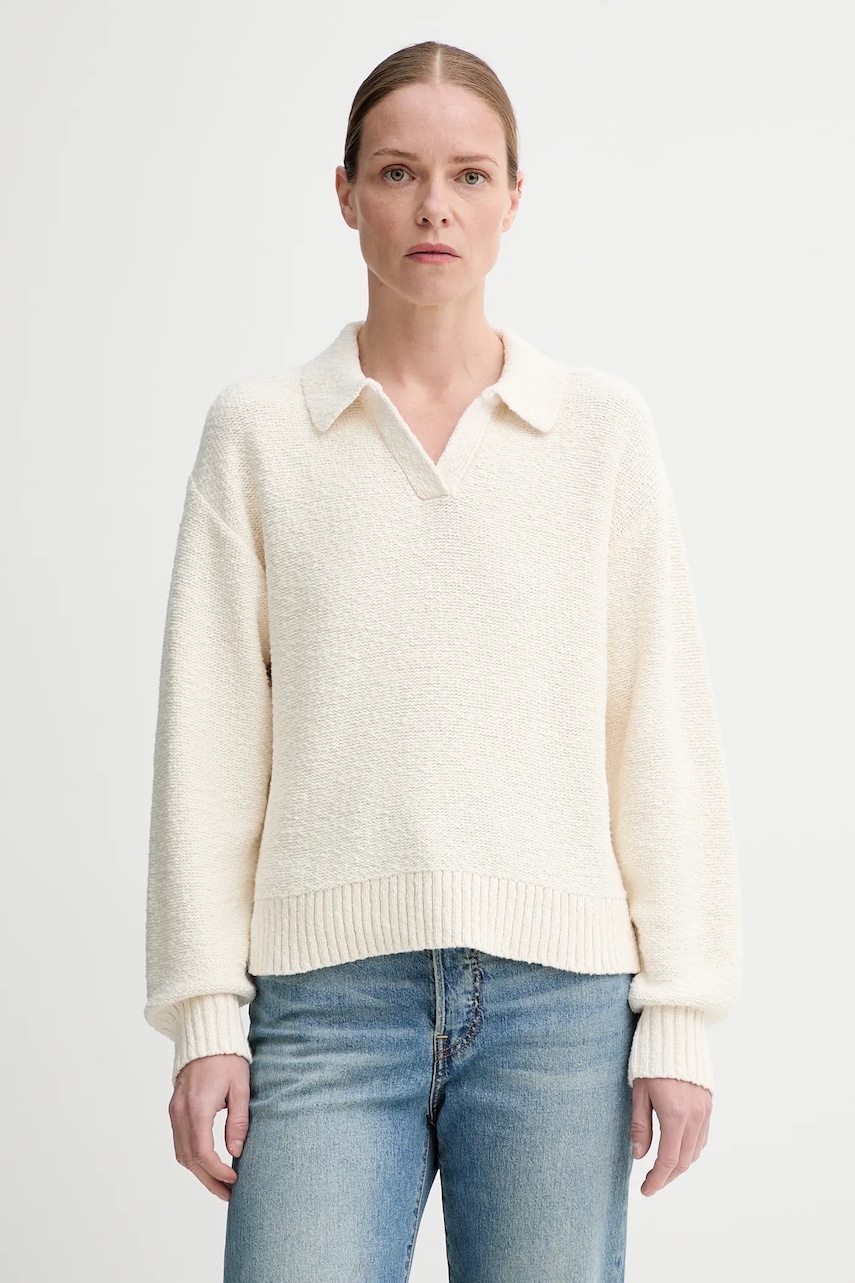 Levi's pulover SATELLITE POLO SWEATER femei, culoarea alb, 0012N Levi's pulover SATELLITE POLO SWEATER femei, culoarea alb, 0012N