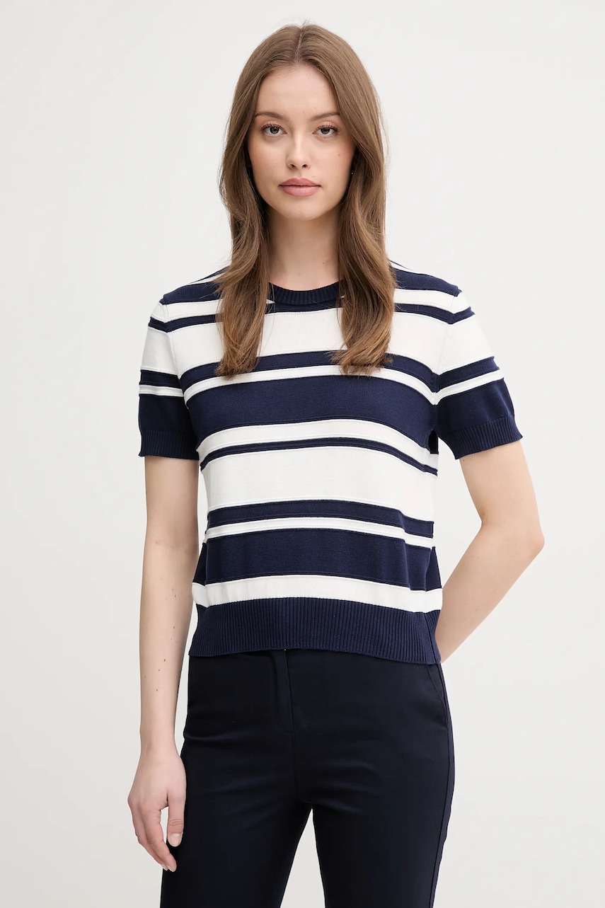United Colors of Benetton pulover de bumbac femei, culoarea bleumarin, light, 1294E10D0