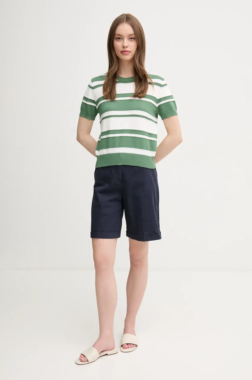 Хлопковый свитер United Colors of Benetton женская цвет зелёный лёгкое 1294E10D0 Хлопковый свитер United Colors of Benetton женская цвет зелёный лёгкое 1294E10D0