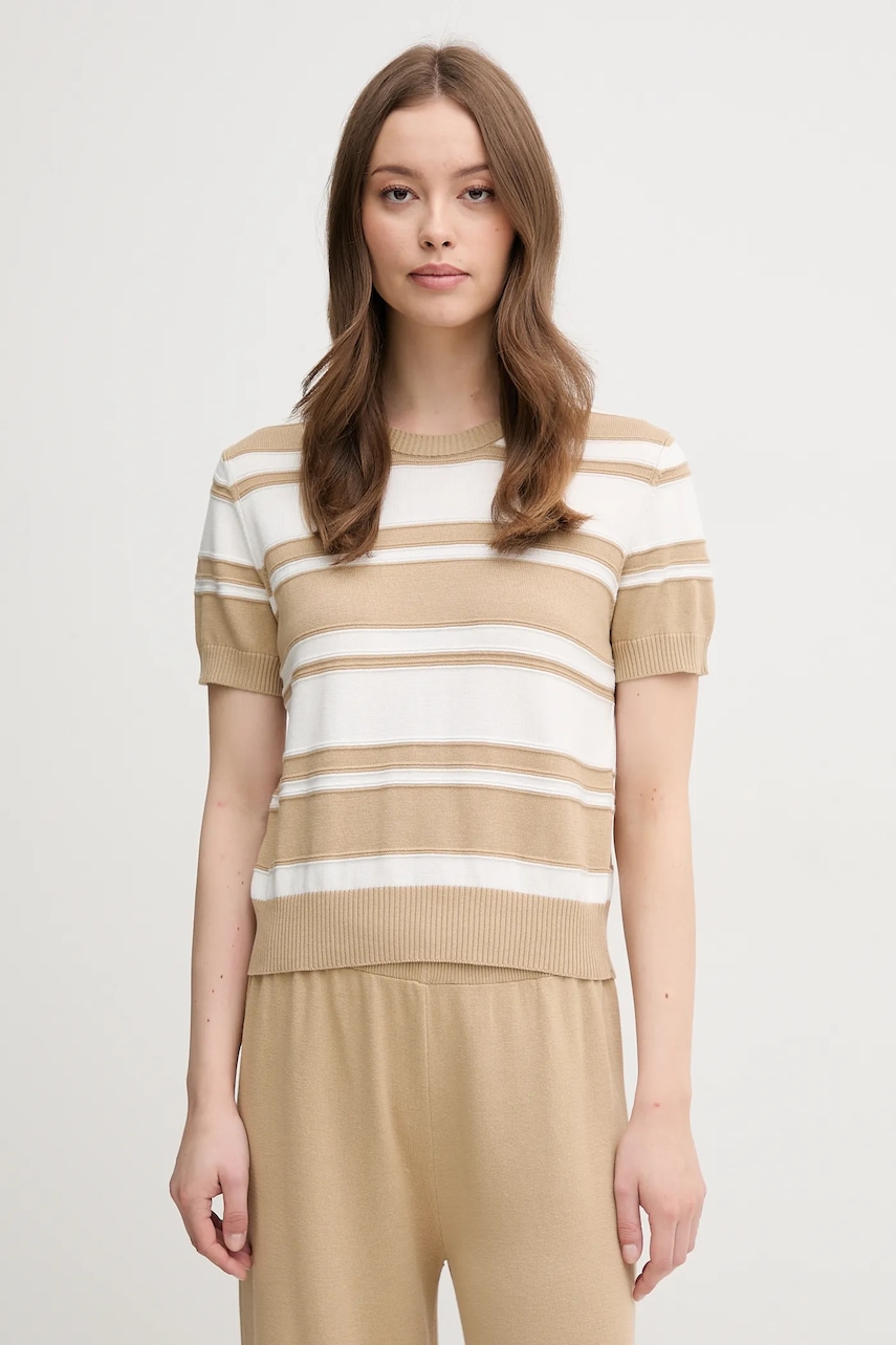 United Colors of Benetton pulover de bumbac femei, culoarea bej, light, 1294E10D0