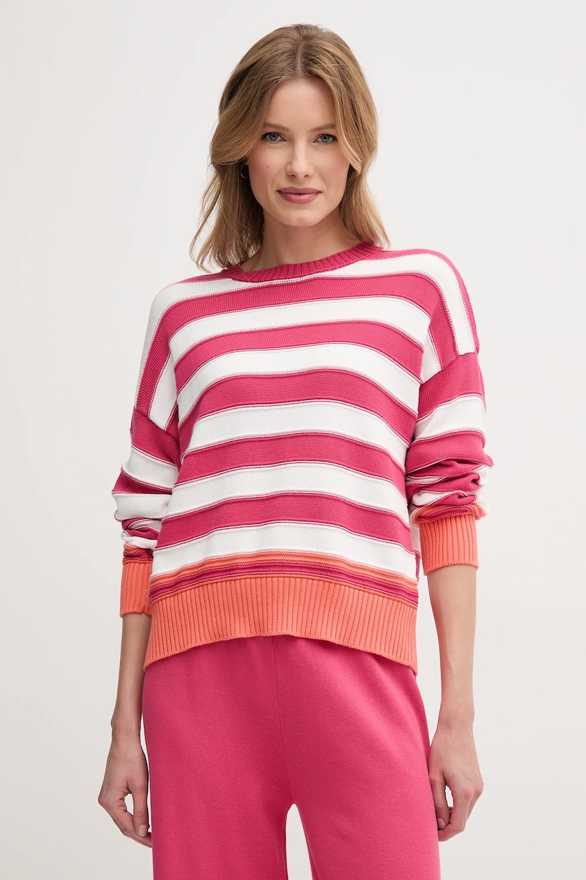 United Colors of Benetton pulover de bumbac femei, culoarea roz, 1494E10CW