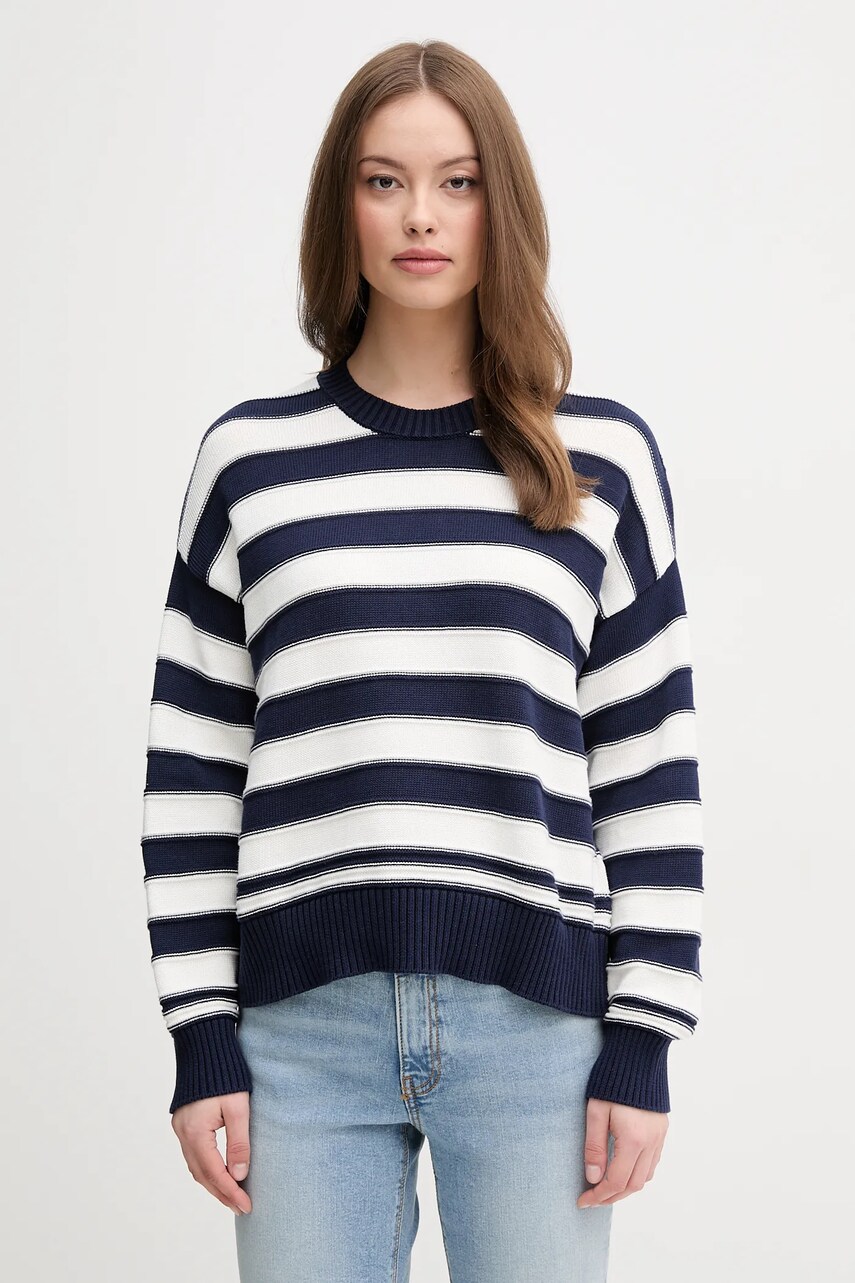 United Colors of Benetton pulover de bumbac femei, culoarea bleumarin, 1494E10CW