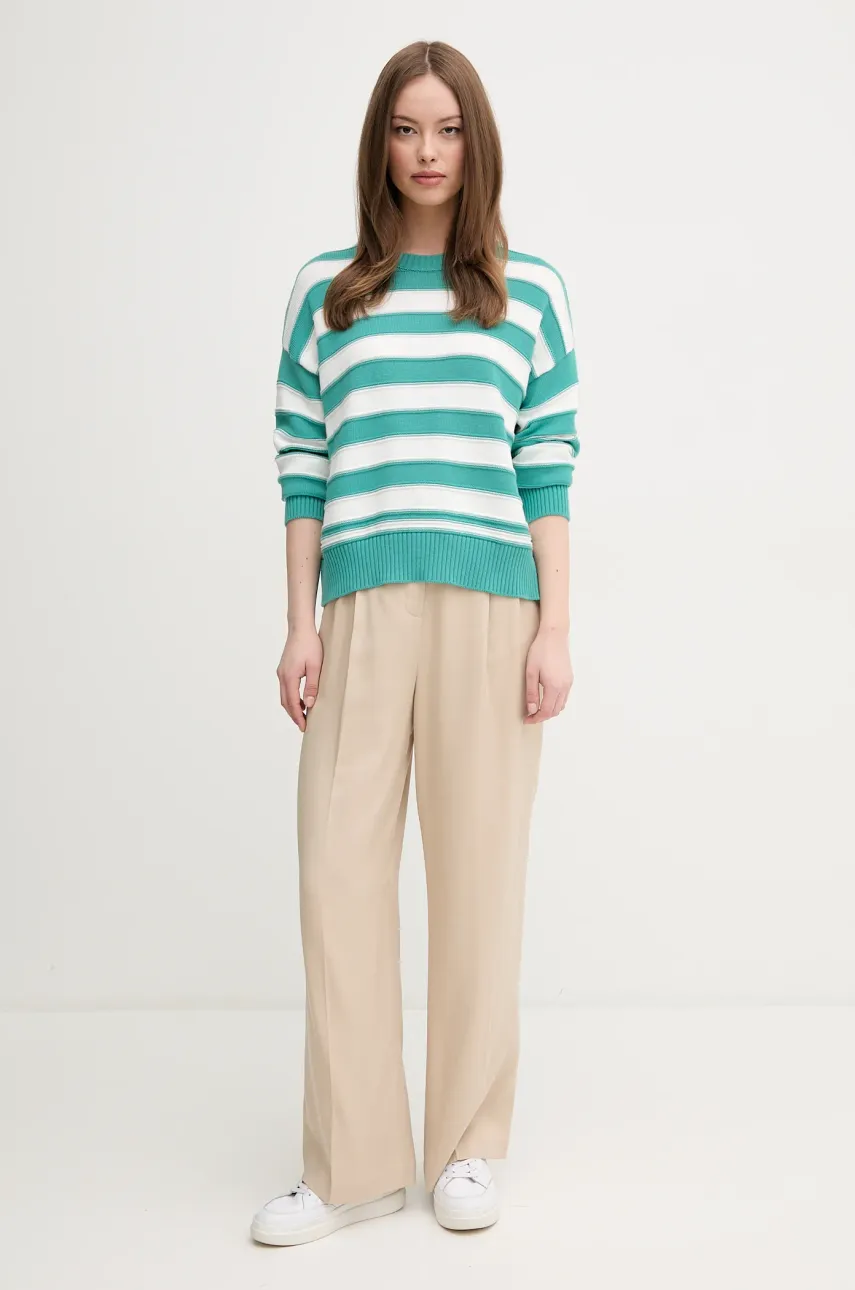 Хлопковый свитер United Colors of Benetton женская цвет бирюзовый 1494E10CW Хлопковый свитер United Colors of Benetton женская цвет бирюзовый 1494E10CW