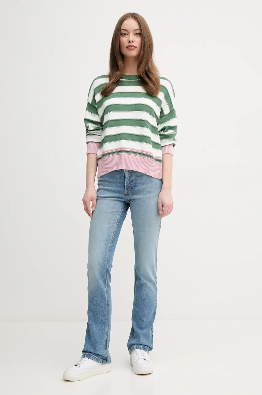 Хлопковый свитер United Colors of Benetton женская цвет зелёный 1494E10CW Хлопковый свитер United Colors of Benetton женская цвет зелёный 1494E10CW