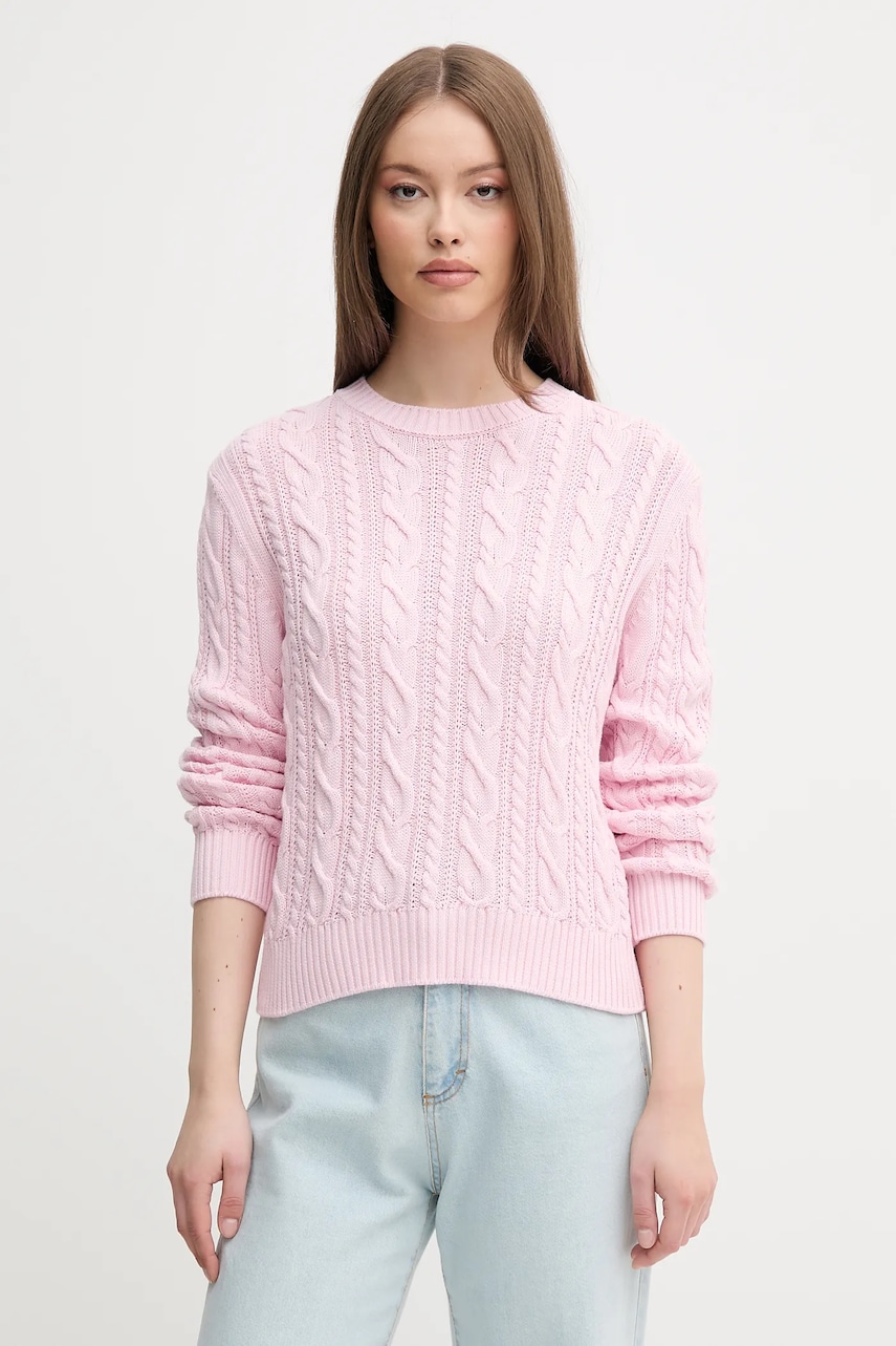 United Colors of Benetton pulover de bumbac culoarea roz, 1594D10D4 United Colors of Benetton pulover de bumbac culoarea roz, 1594D10D4