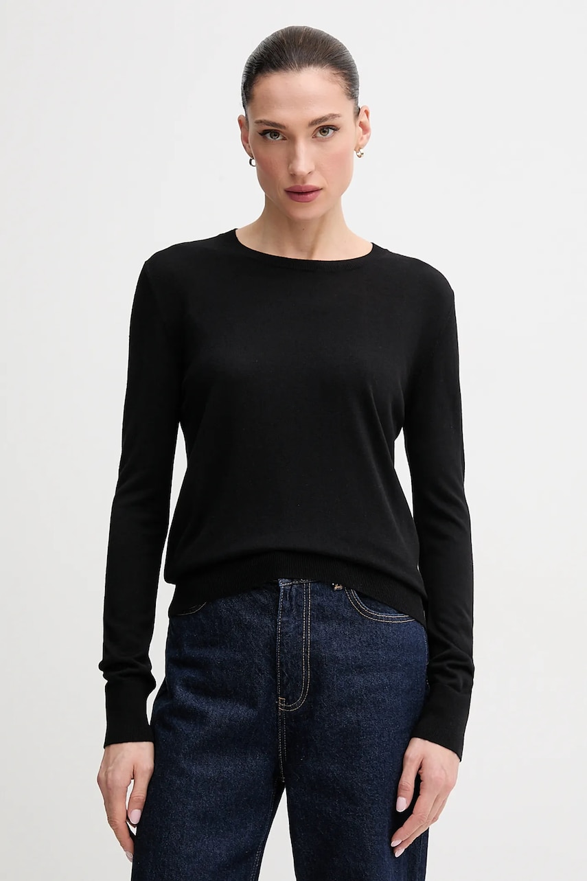 United Colors of Benetton pulover din amestec de mătase femei, culoarea negru, light, 1ZRED10CP