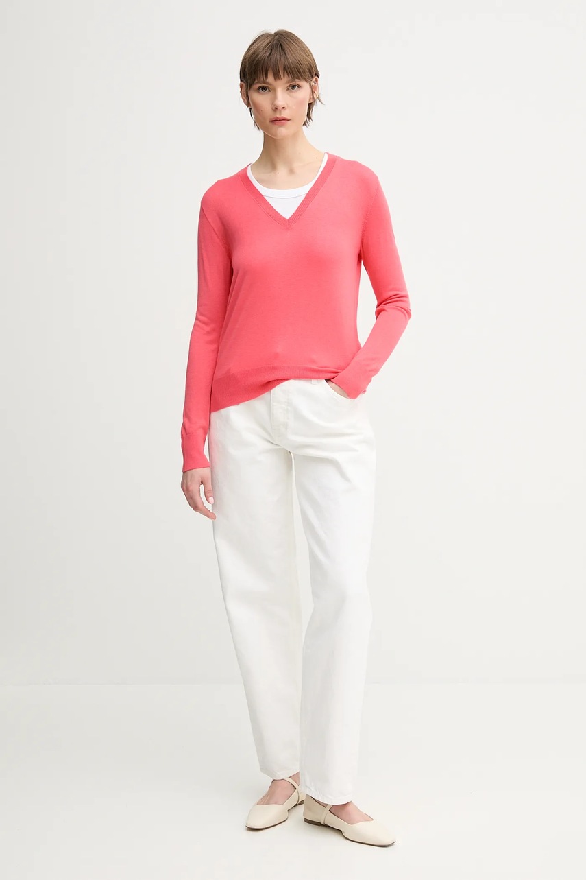 Свитер с примесью шелка United Colors of Benetton цвет розовый лёгкое 1ZRED402L