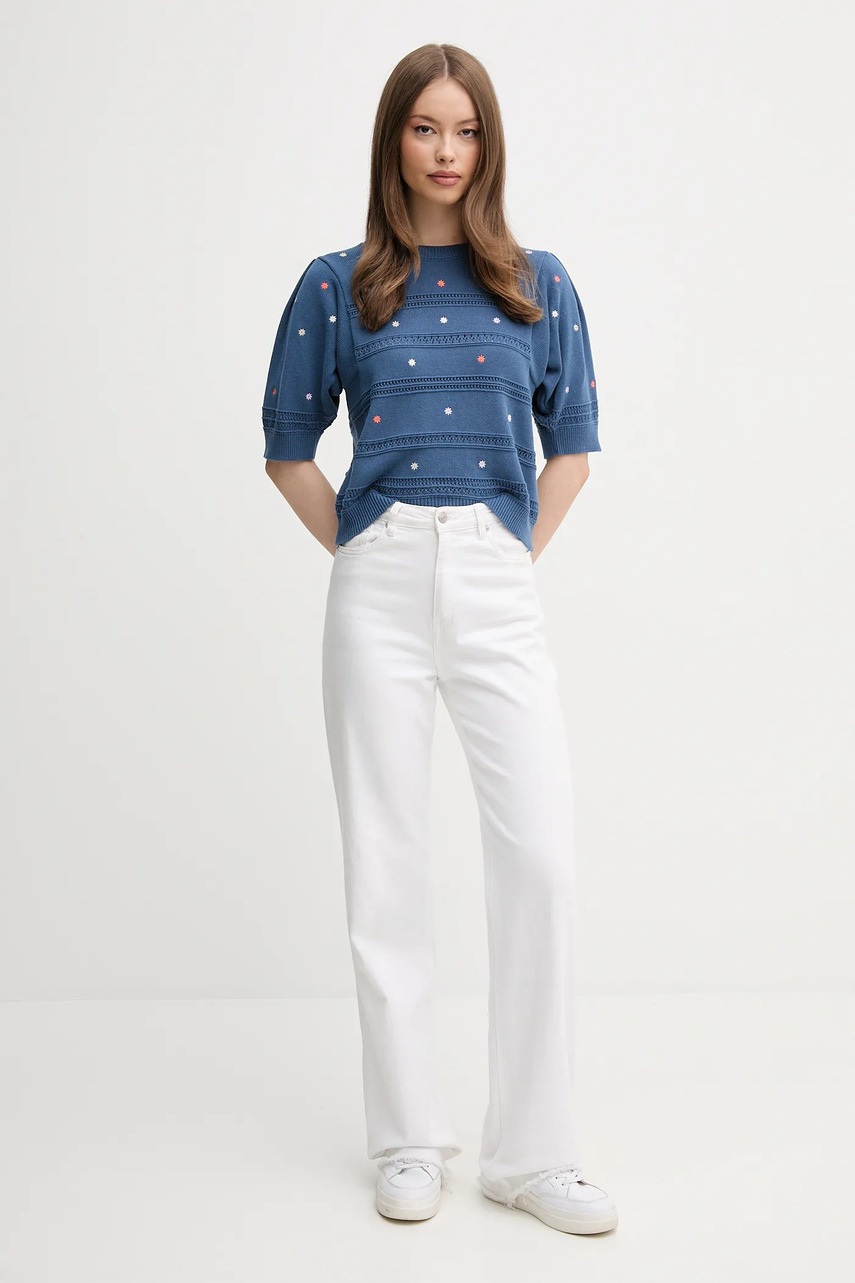 Хлопковый свитер United Colors of Benetton цвет синий лёгкое 10C1E10DO