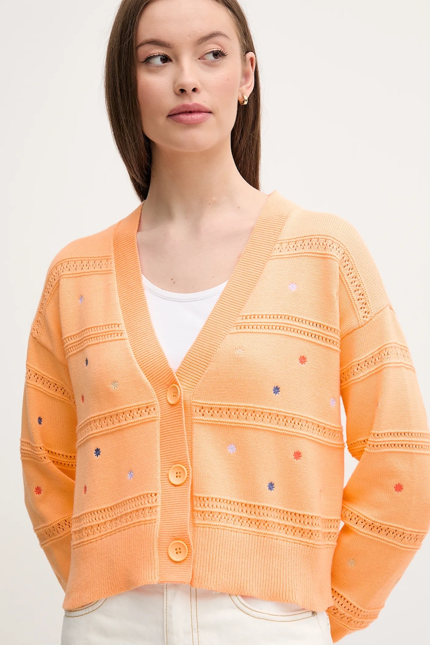 United Colors of Benetton cardigan din bumbac femei, culoarea portocaliu, 10C1E604W United Colors of Benetton cardigan din bumbac femei, culoarea portocaliu, 10C1E604W