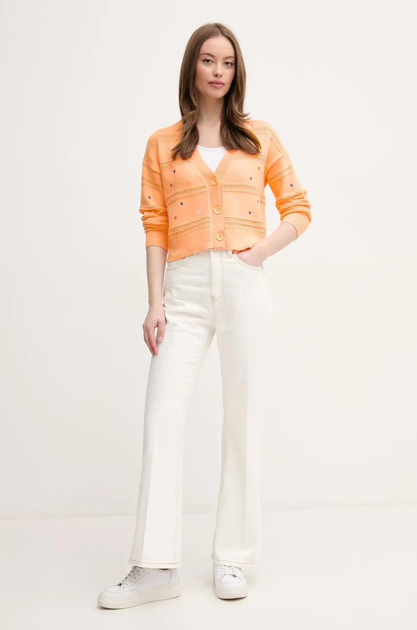 Хлопковый кардиган United Colors of Benetton женский цвет оранжевый 10C1E604W Хлопковый кардиган United Colors of Benetton женский цвет оранжевый 10C1E604W