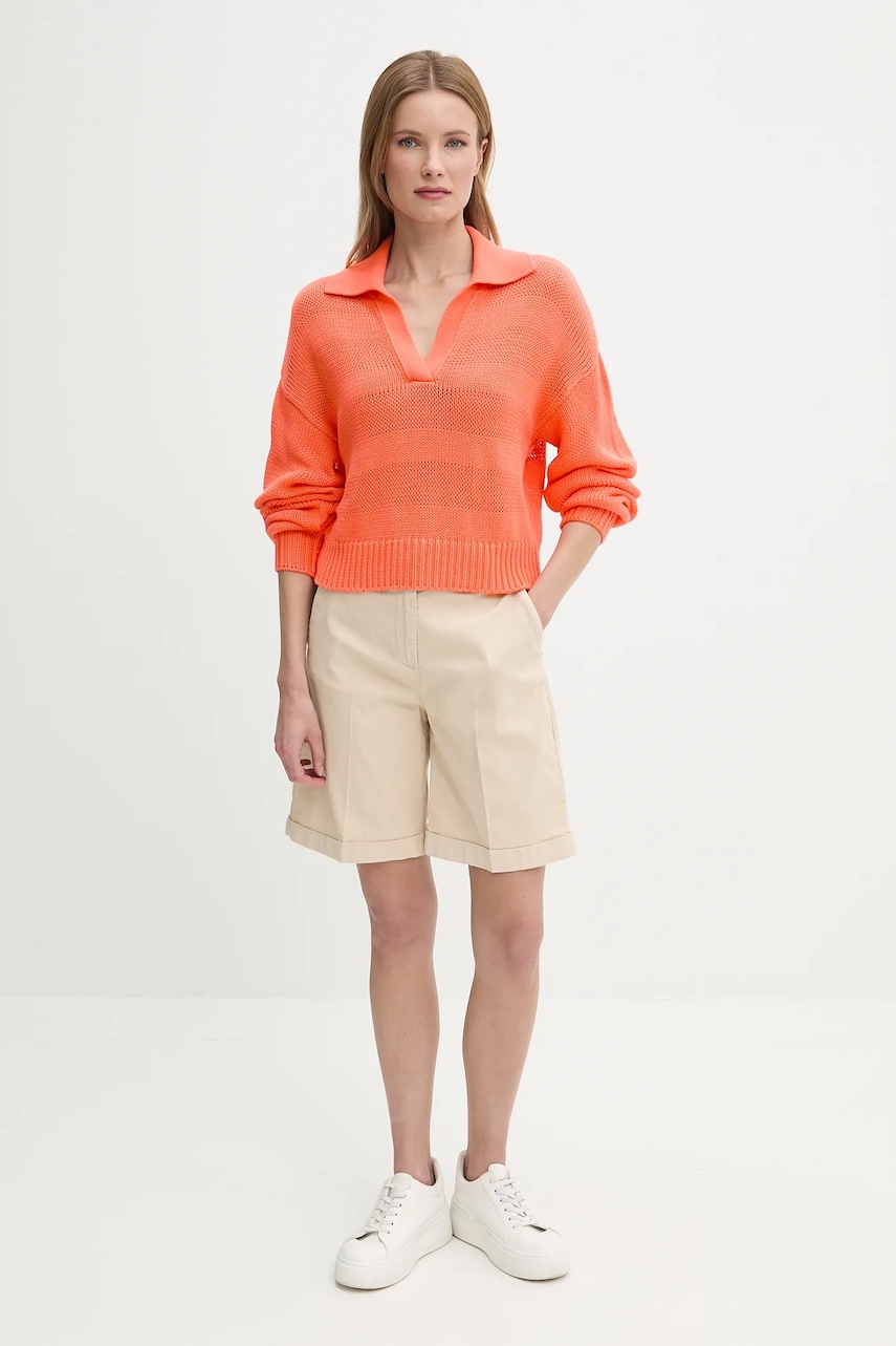 Хлопковый свитер United Colors of Benetton цвет оранжевый 1898D3015 Хлопковый свитер United Colors of Benetton цвет оранжевый 1898D3015