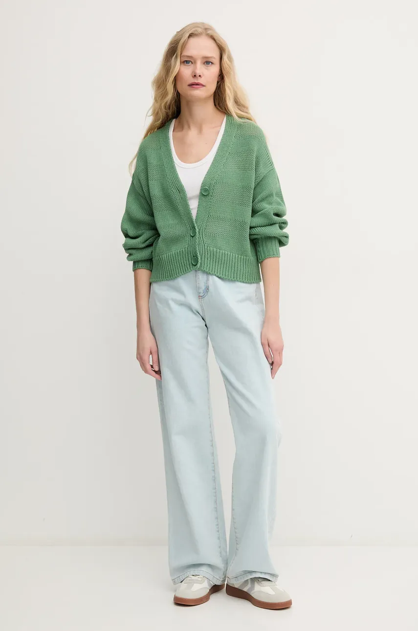Хлопковый кардиган United Colors of Benetton женская цвет зелёный лёгкое 1898D604S Хлопковый кардиган United Colors of Benetton женская цвет зелёный лёгкое 1898D604S
