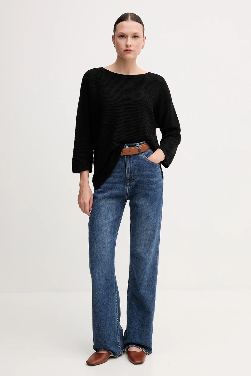 Свитер с примесью льна United Colors of Benetton цвет чёрный  115GD10CT