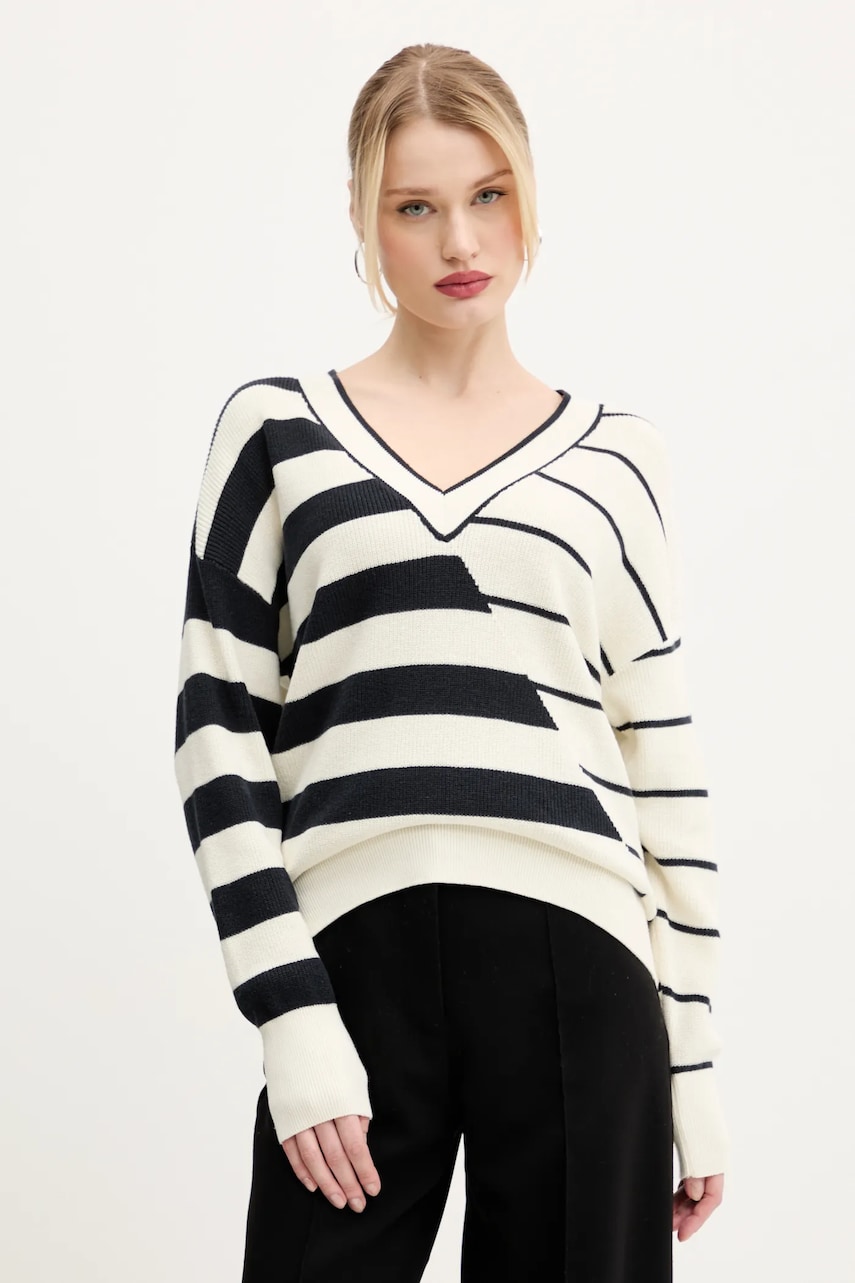 Desigual pulover de bumbac ESTOCOLMO femei, culoarea bej, light, 25SWJF02