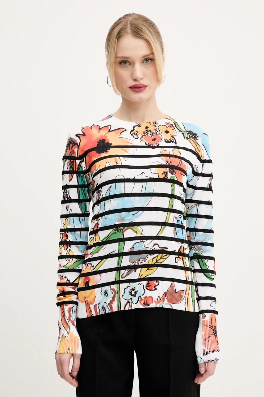 Desigual pulover LEKNES femei, culoarea alb, light, 25SWJF21
