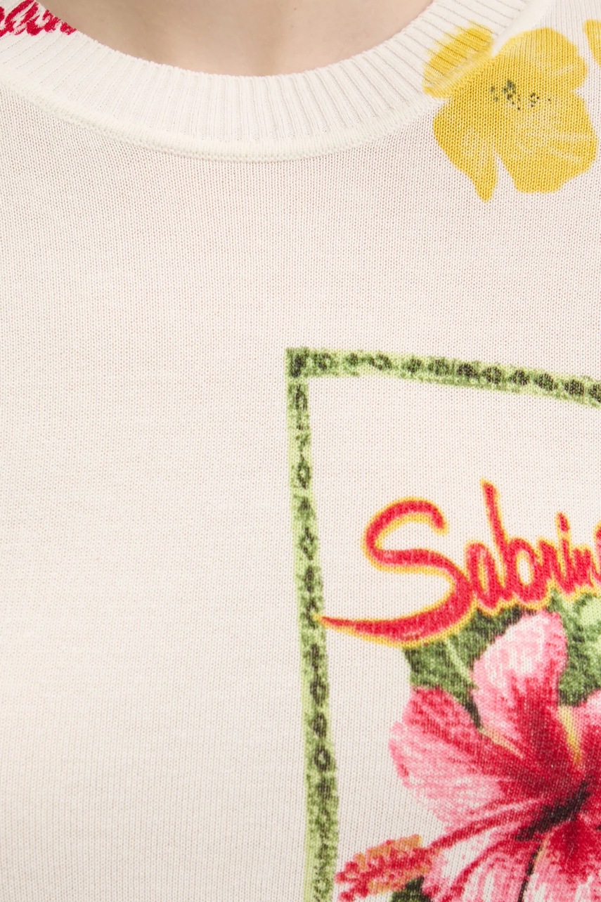 Πουλόβερ από λινό μείγμα Desigual TAMPERE γυναικείο, χρώμα: μπεζ, 25SWJF32 φωτογραφία