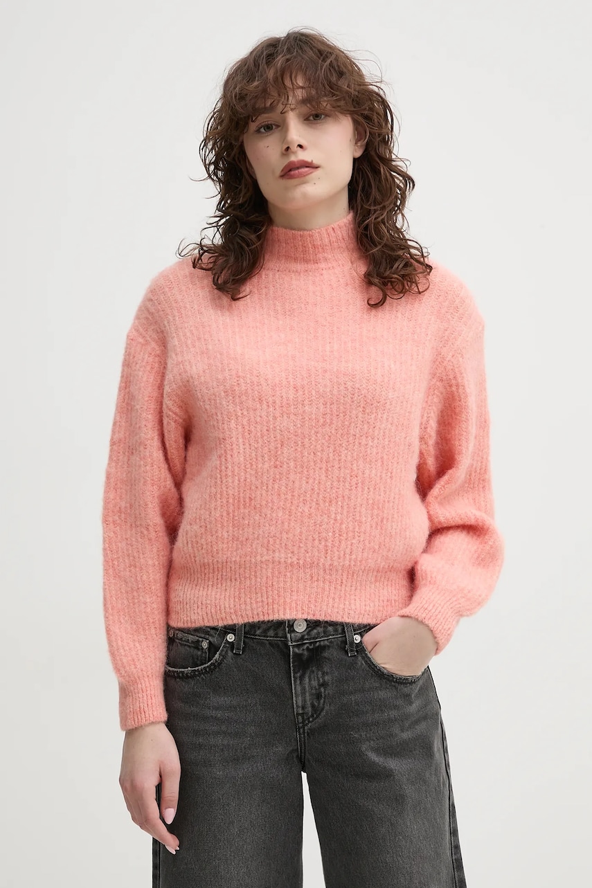 American Vintage pulover din amestec de lana femei, culoarea portocaliu, călduros, cu turtleneck, EAST18QE25 American Vintage pulover din amestec de lana femei, culoarea portocaliu, călduros, cu turtleneck, EAST18QE25