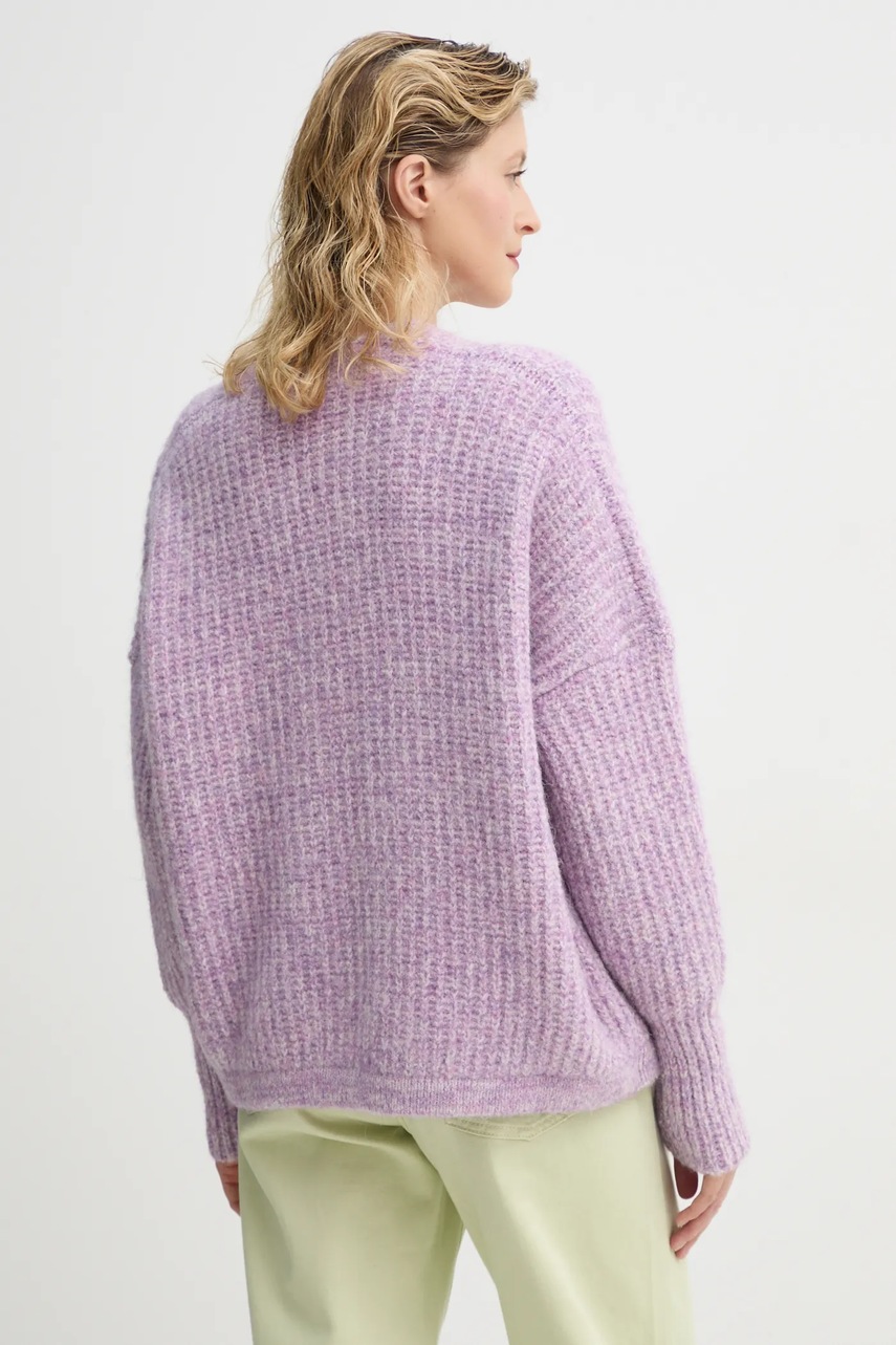 Πλεκτή ζακέτα American Vintage χρώμα: μοβ, EAST19AME25 φωτογραφία