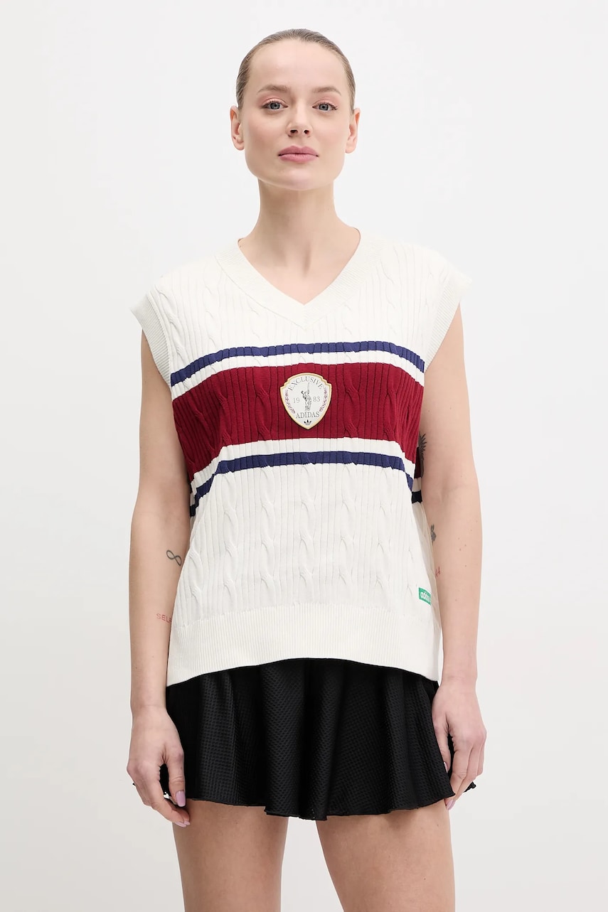 adidas Originals vestă din bumbac Retro femei, culoarea bej, KA4393