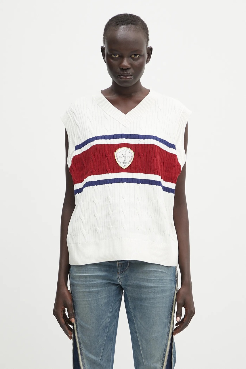 Bavlněná vesta adidas Originals Retro béžová barva, KA4393