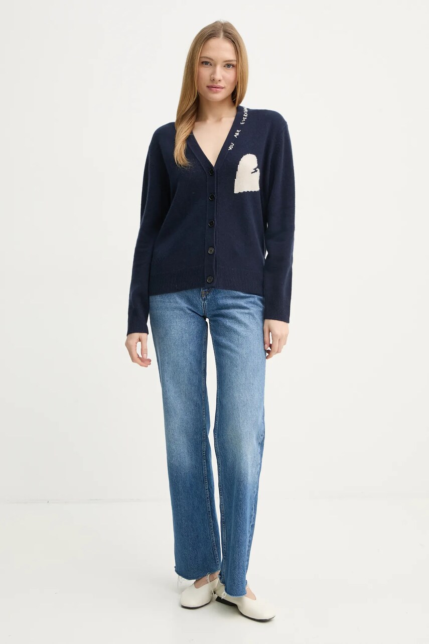 Кашемировый кардиган ZADIG&VOLTAIRE цвет синий лёгкий KWCA01615 Кашемировый кардиган ZADIG&VOLTAIRE цвет синий лёгкий KWCA01615
