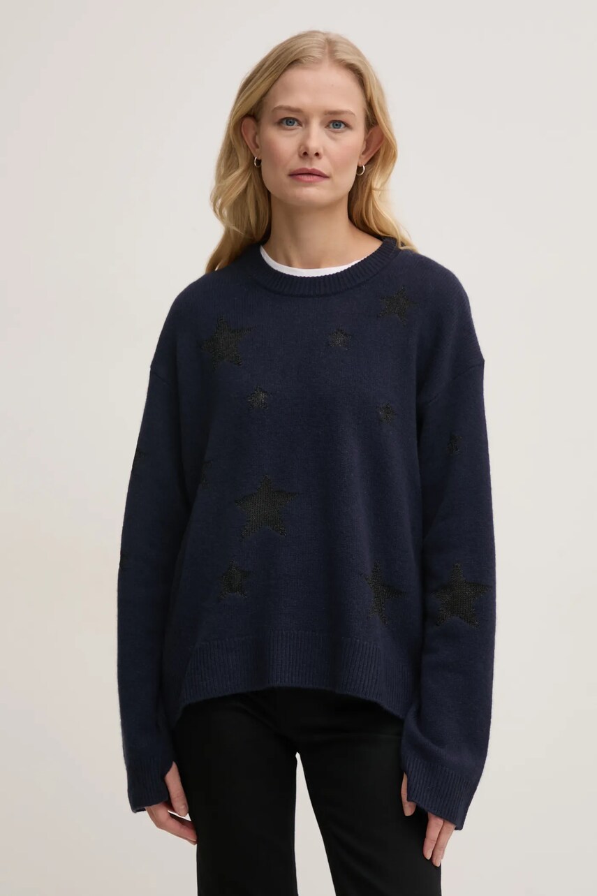 ZADIG&VOLTAIRE pulover de lana femei, culoarea albastru marin, KWSW01598 ZADIG&VOLTAIRE pulover de lana femei, culoarea albastru marin, KWSW01598