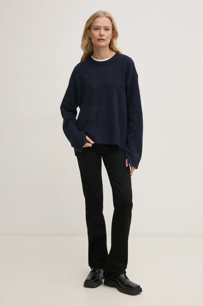 Шерстяной свитер ZADIG&VOLTAIRE женский цвет синий KWSW01598 Шерстяной свитер ZADIG&VOLTAIRE женский цвет синий KWSW01598