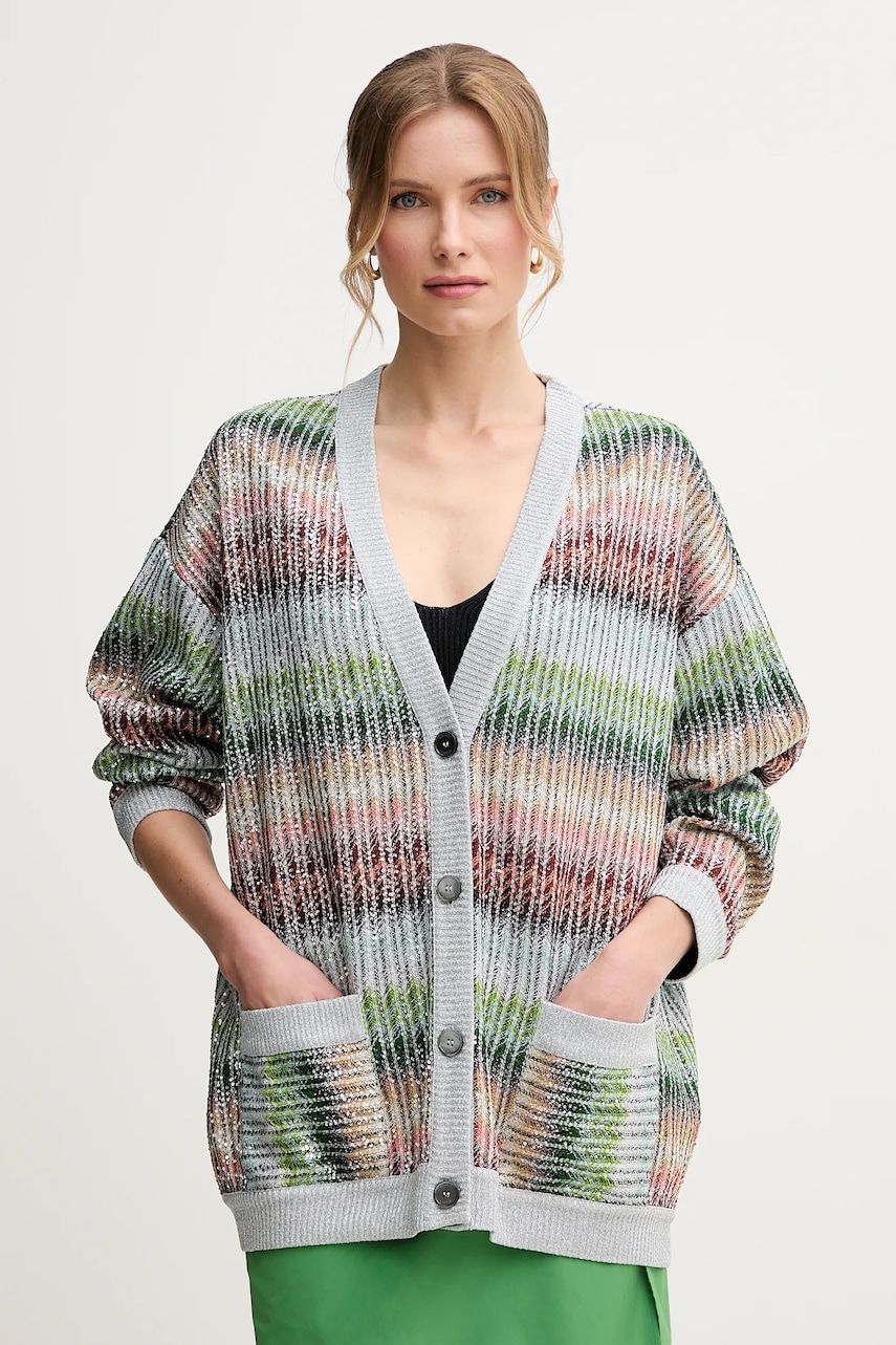 Missoni cardigan femei, culoarea verde, light, DS25SM0I.BC0051 Missoni cardigan femei, culoarea verde, light, DS25SM0I.BC0051