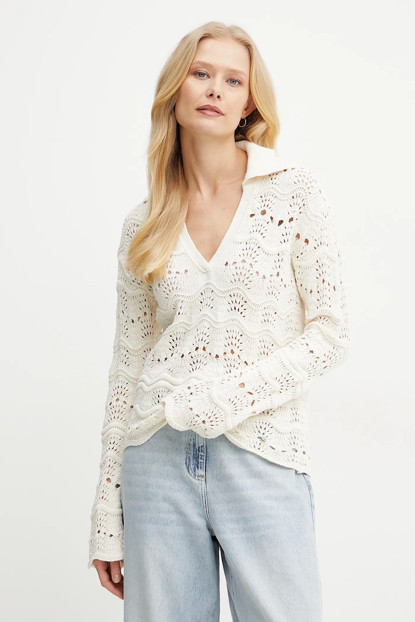 BOSS Orange pulover femei, culoarea bej, 50537850