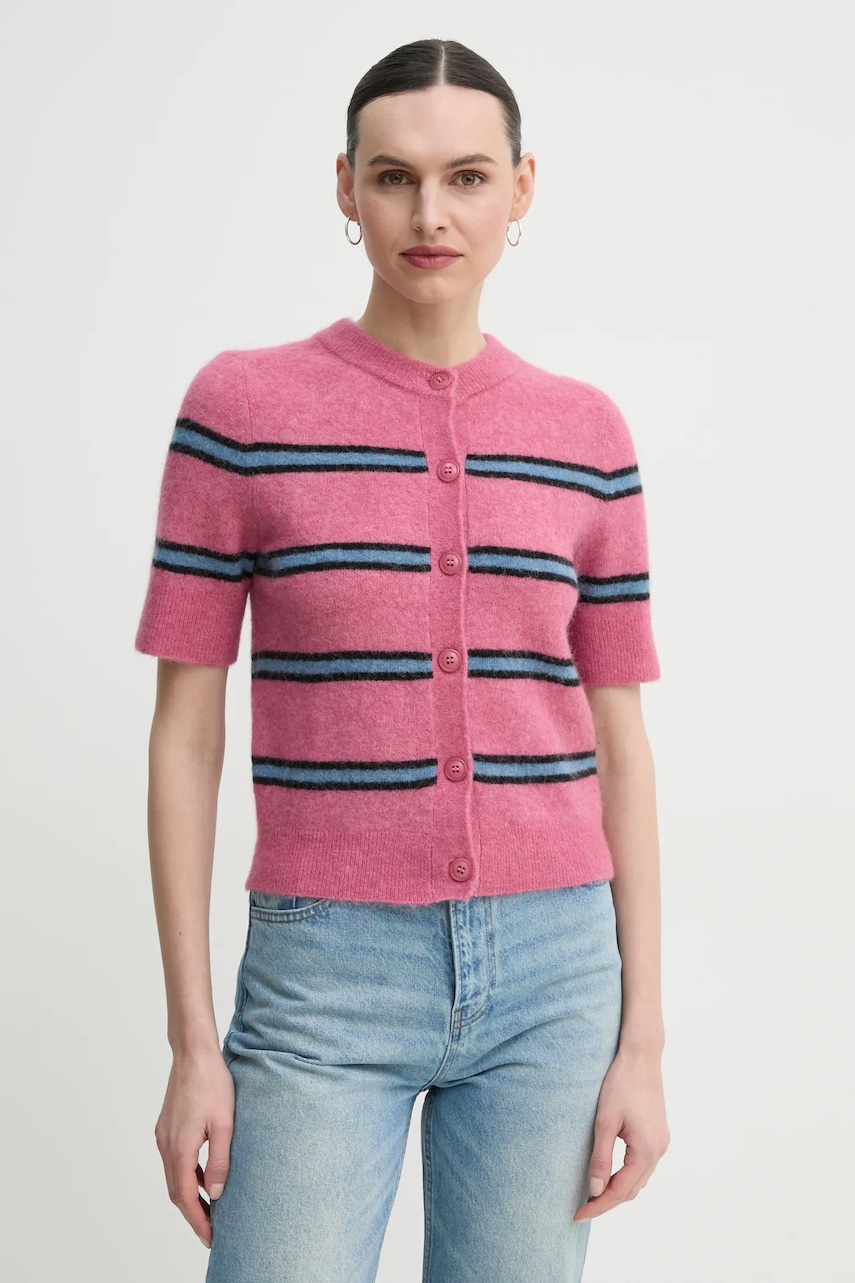 Samsoe Samsoe cardigan din lana SANOURA culoarea roz, light, F25100053 Samsoe Samsoe cardigan din lana SANOURA culoarea roz, light, F25100053