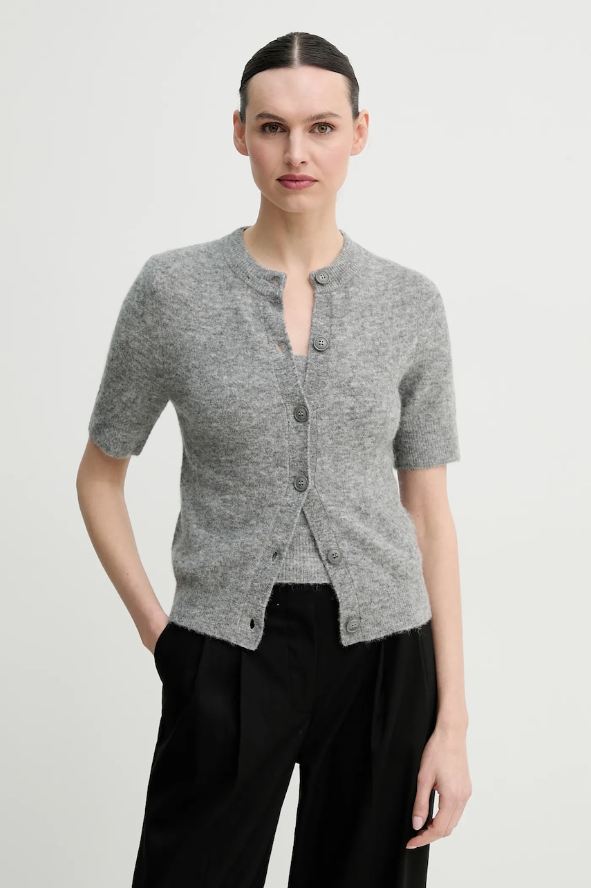 Samsoe Samsoe cardigan din lana SANOURA culoarea gri, light, F25100053 Samsoe Samsoe cardigan din lana SANOURA culoarea gri, light, F25100053
