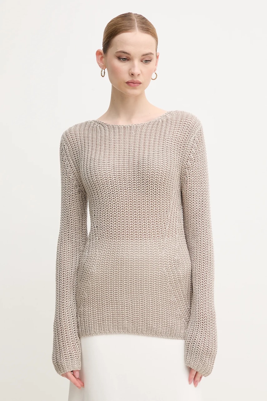 Svetr z hedvábné směsi Calvin Klein dámský, béžová barva, lehký, K20K208195