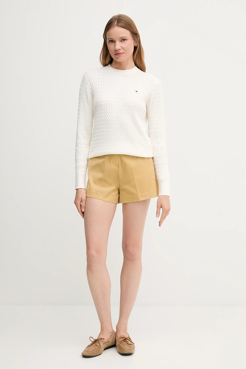 Хлопковый свитер Tommy Hilfiger цвет бежевый лёгкий WW0WW44993