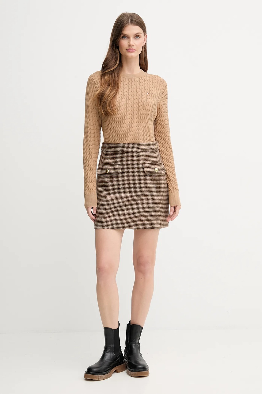 Хлопковый свитер Tommy Hilfiger цвет бежевый лёгкий WW0WW44993