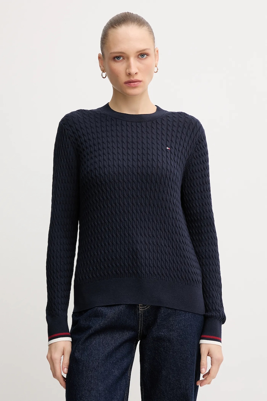 Βαμβακερό πουλόβερ Tommy Hilfiger χρώμα: μπεζ, WW0WW44993