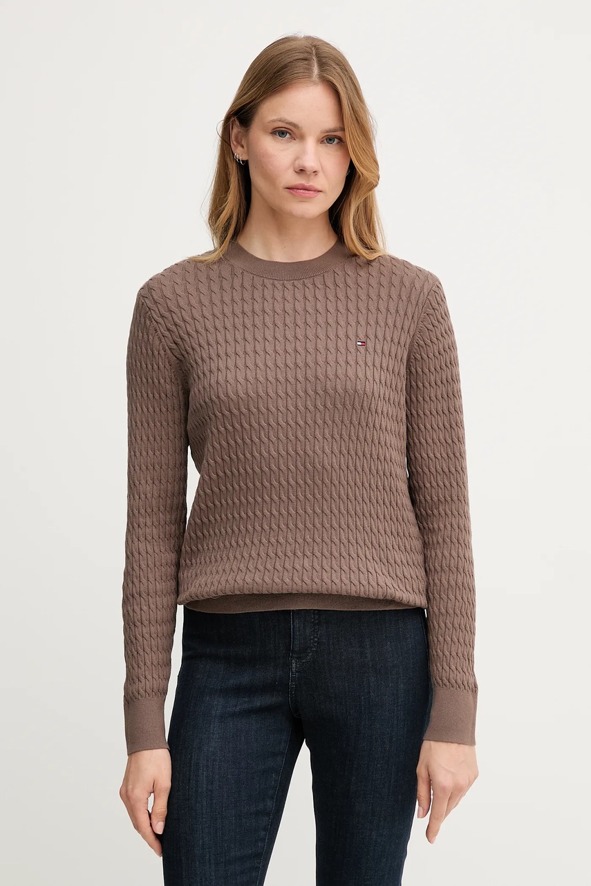 Bavlněný svetr Tommy Hilfiger béžová barva, WW0WW44993