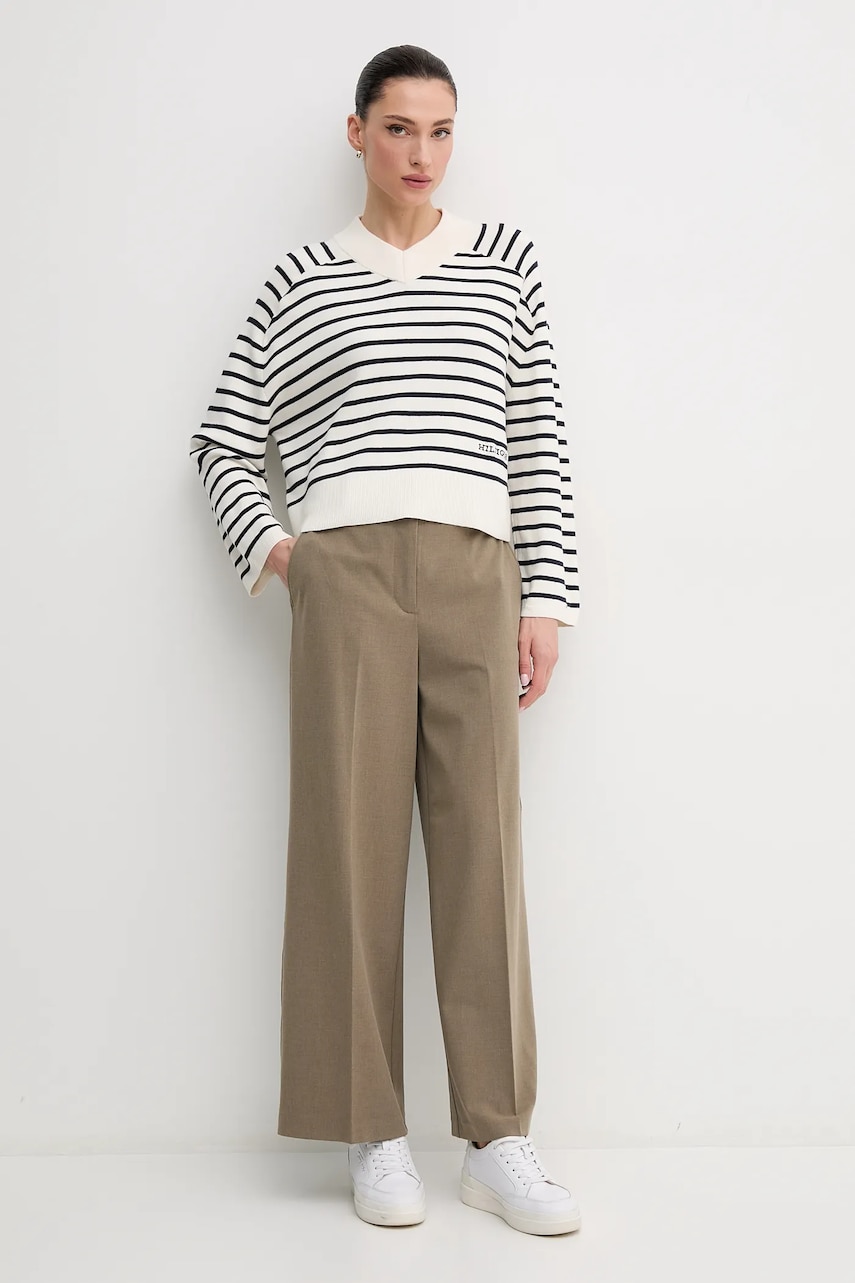 Хлопковый свитер Tommy Hilfiger женский цвет бежевый WW0WW45401 Хлопковый свитер Tommy Hilfiger женский цвет бежевый WW0WW45401
