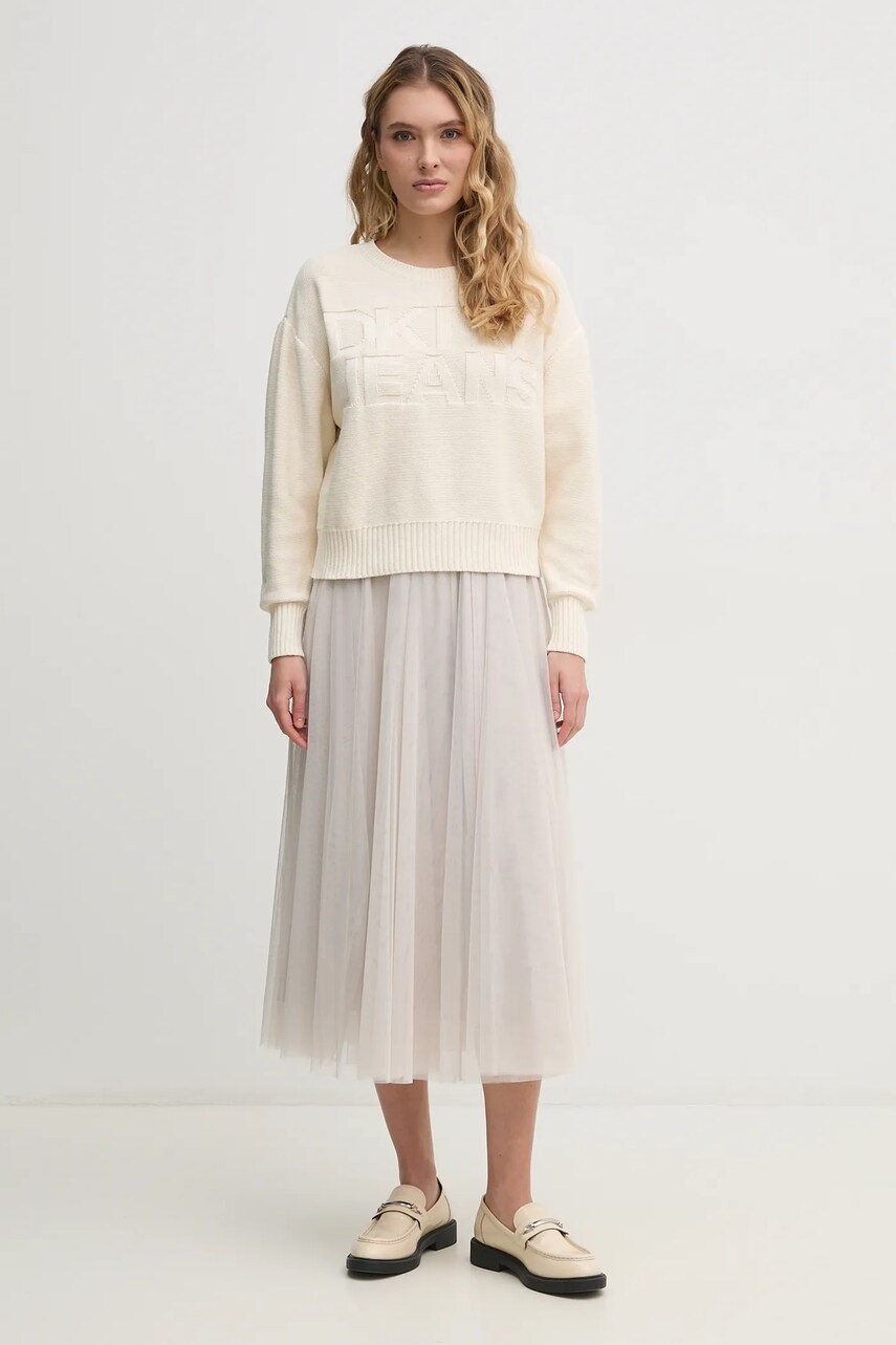 Хлопковый свитер Dkny женский цвет бежевый DJ5R0539 Хлопковый свитер Dkny женский цвет бежевый DJ5R0539