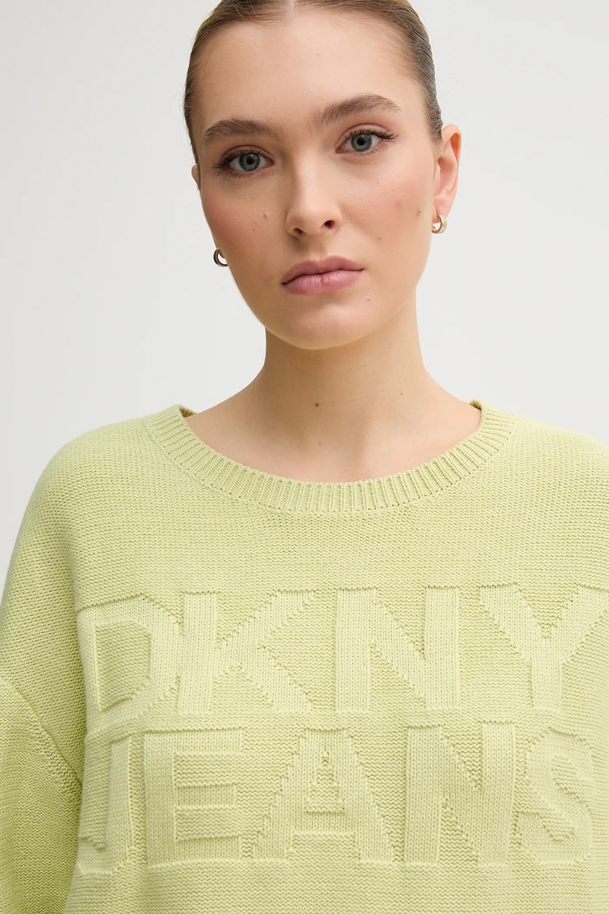 Бавовняний светр Dkny жіночий колір зелений  DJ5R0539 