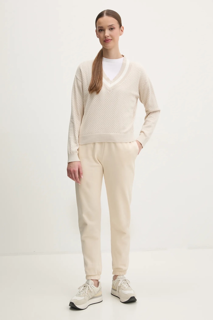 Хлопковый свитер Dkny женский цвет бежевый лёгкий DP5R6017 Хлопковый свитер Dkny женский цвет бежевый лёгкий DP5R6017