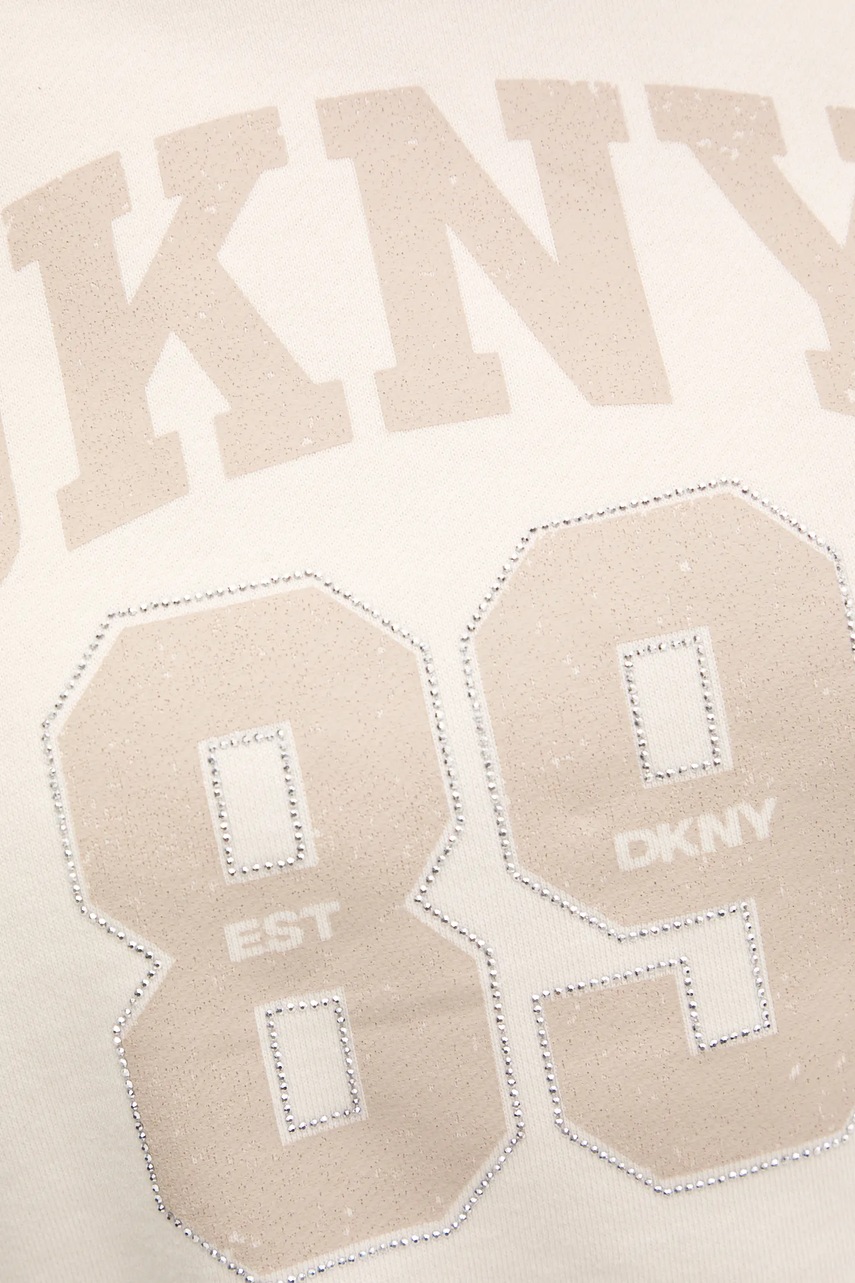 Βαμβακερό μπλουζάκι Dkny γυναικείο, χρώμα: μπεζ, DP5T1231 φωτογραφία