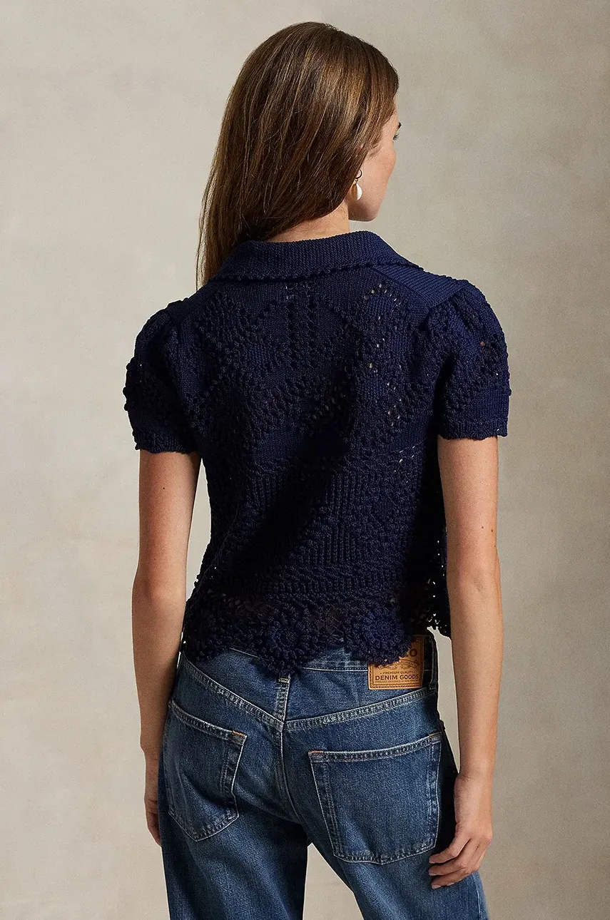 Хлопковый свитер Polo Ralph Lauren женский цвет синий лёгкий 211935329 Хлопковый свитер Polo Ralph Lauren женский цвет синий лёгкий 211935329