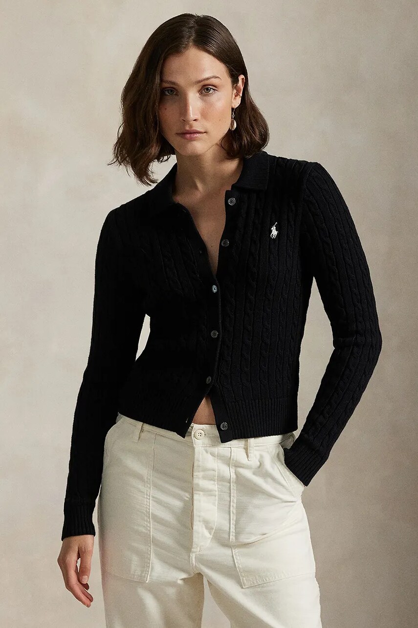 Levně Kardigan Polo Ralph Lauren dámský, černá barva, 211971881