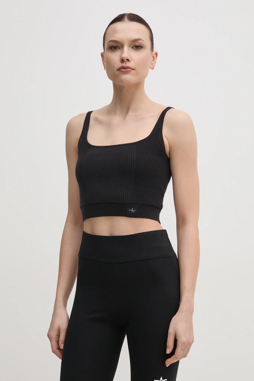 Levně Top Calvin Klein Jeans černá barva, J20J225227